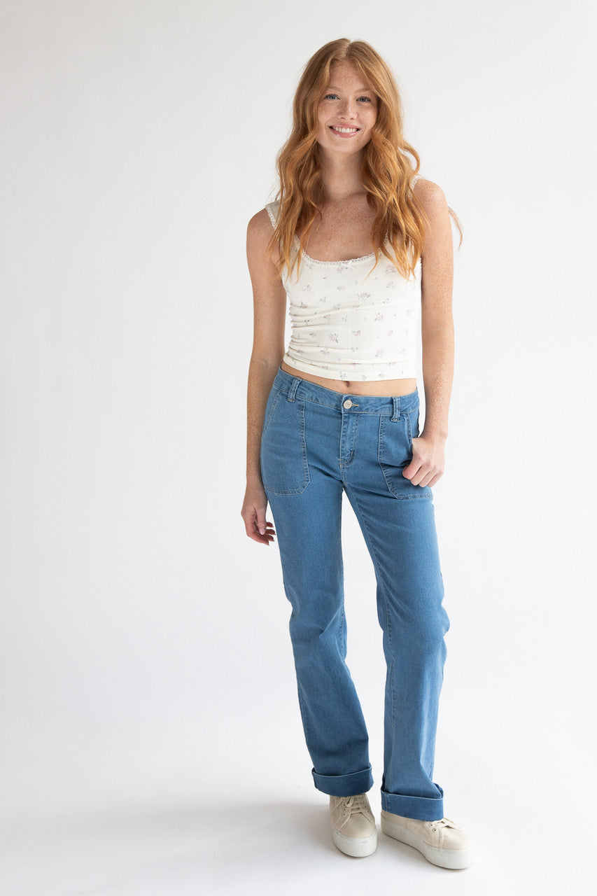 Cuff Pork Chop Pocket Jeans