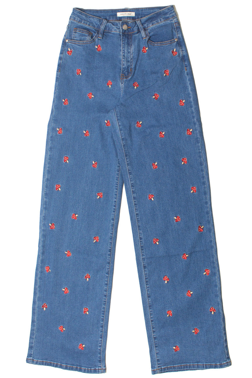 Embroidered Mushroom Jeans 