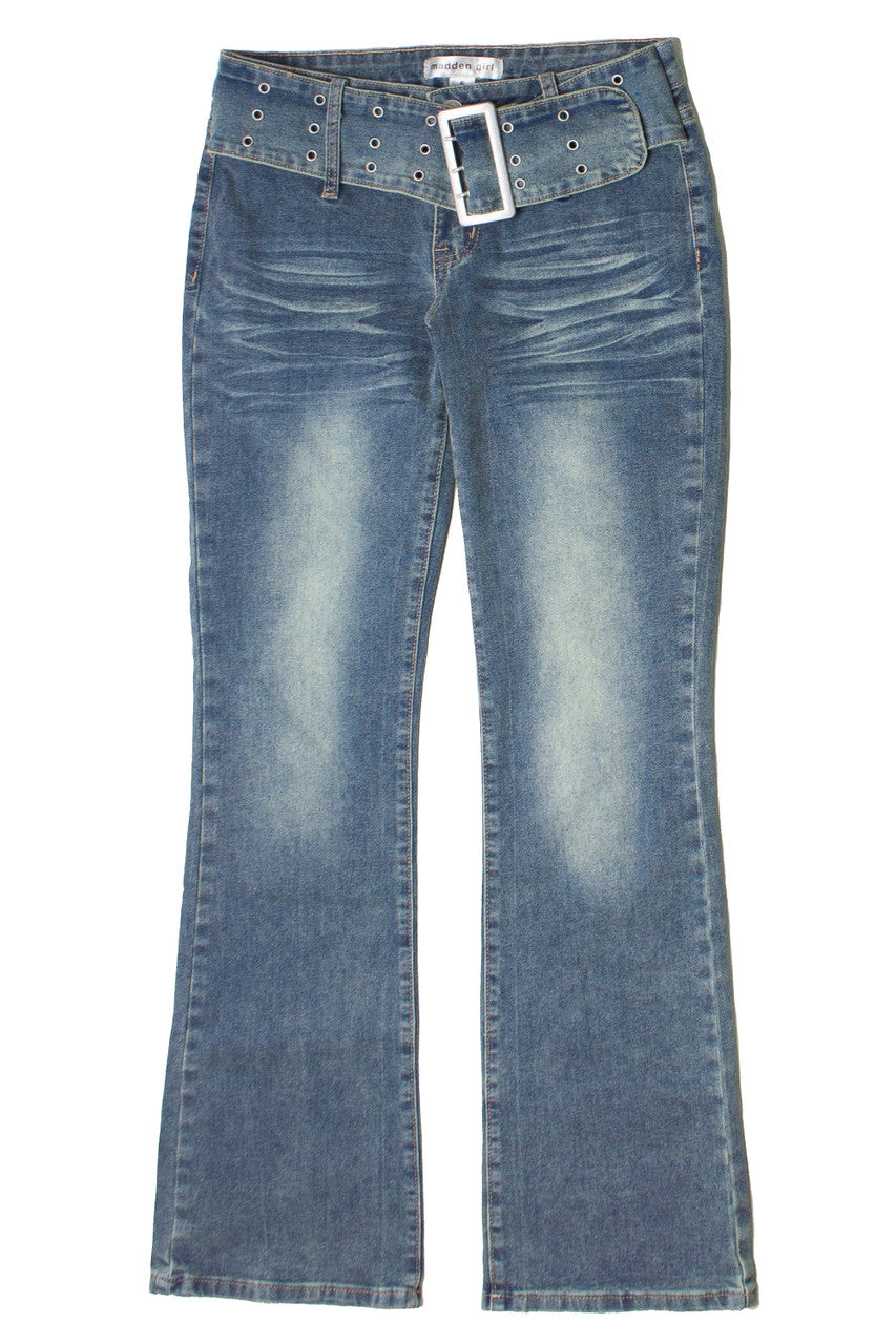Grunge Wash Belted Flare Jeans – Ragstock