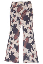Brown Cow Print Flare Jeans