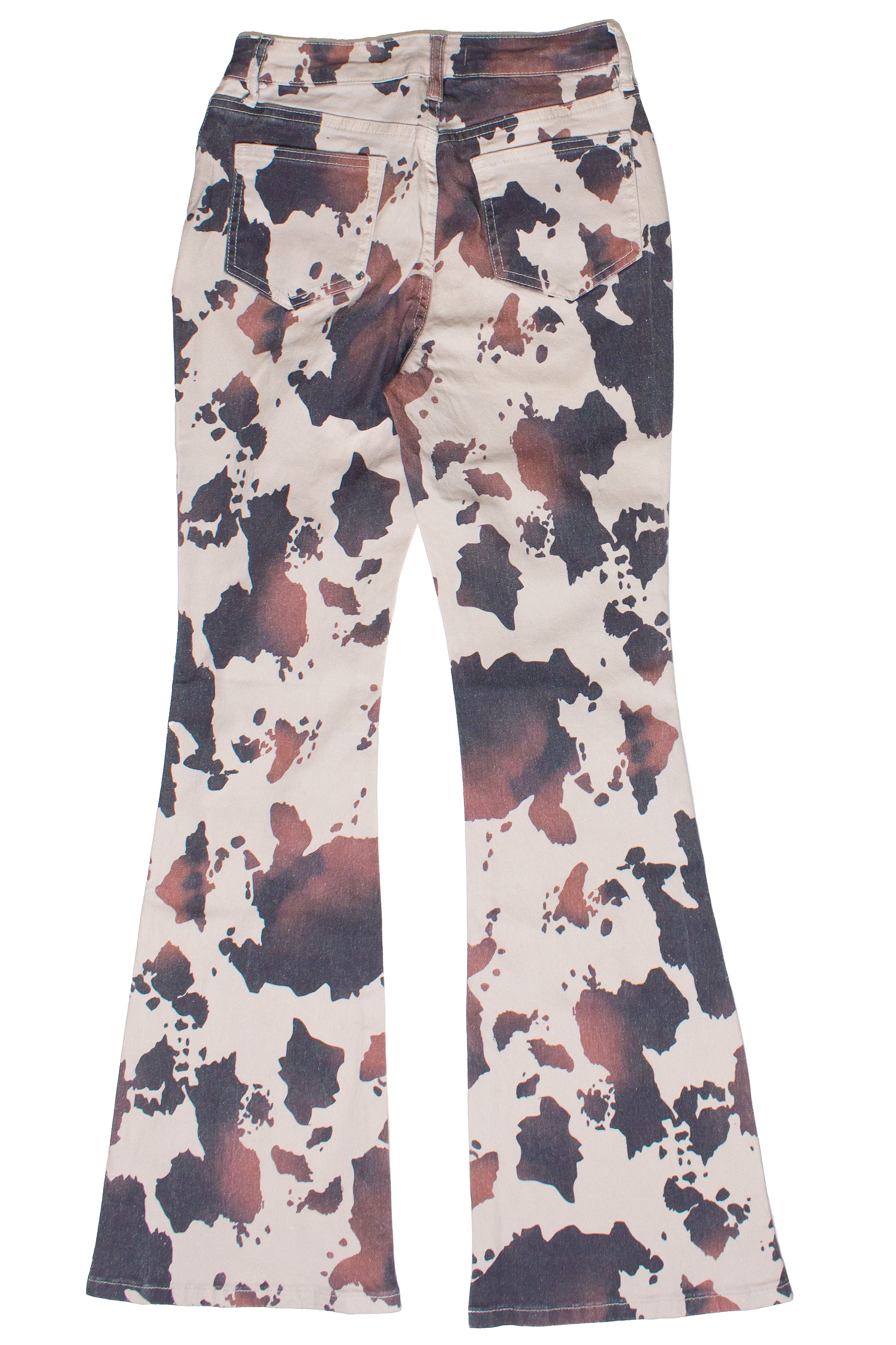 Brown Cow Print Flare Jeans