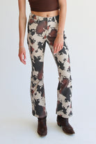 Brown Cow Print Flare Jeans