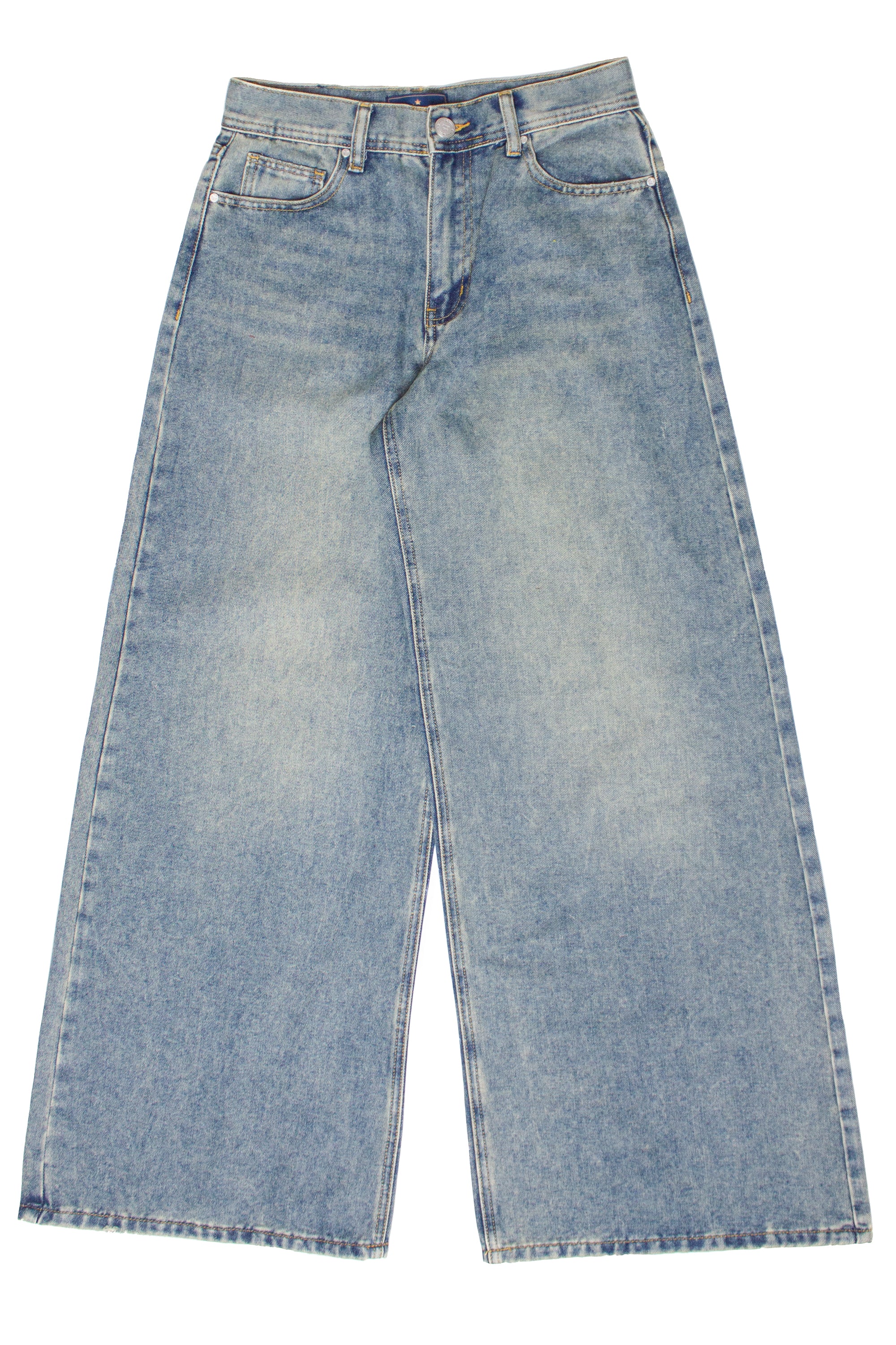 Wide Leg Grunge Wash Jeans