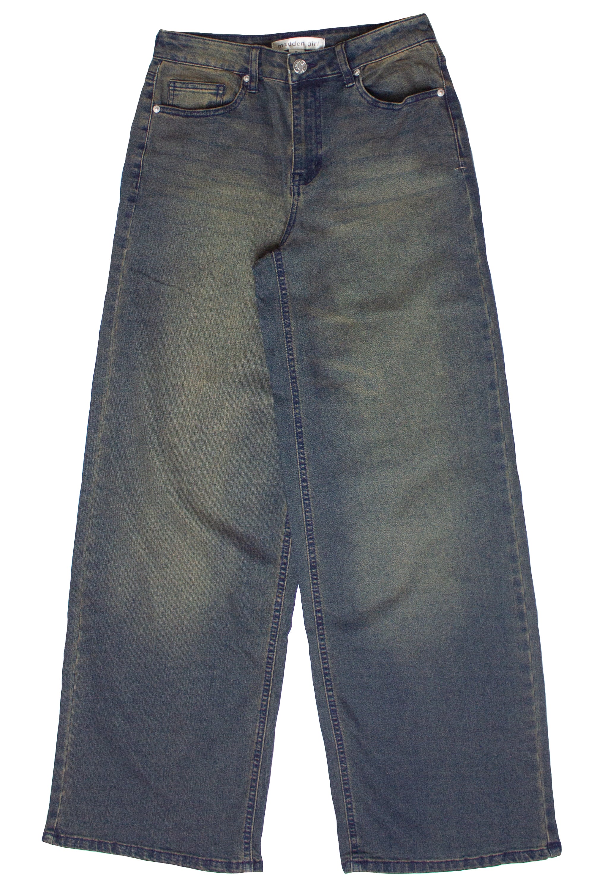 Wide Leg Grunge Wash Jeans