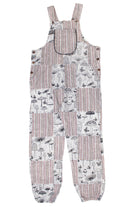 Gray Mushroom Butterfly Patchwork Overalls
