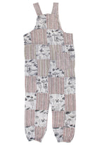 Gray Mushroom Butterfly Patchwork Overalls