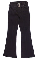 High Rise Belted Flare Jeans - Black