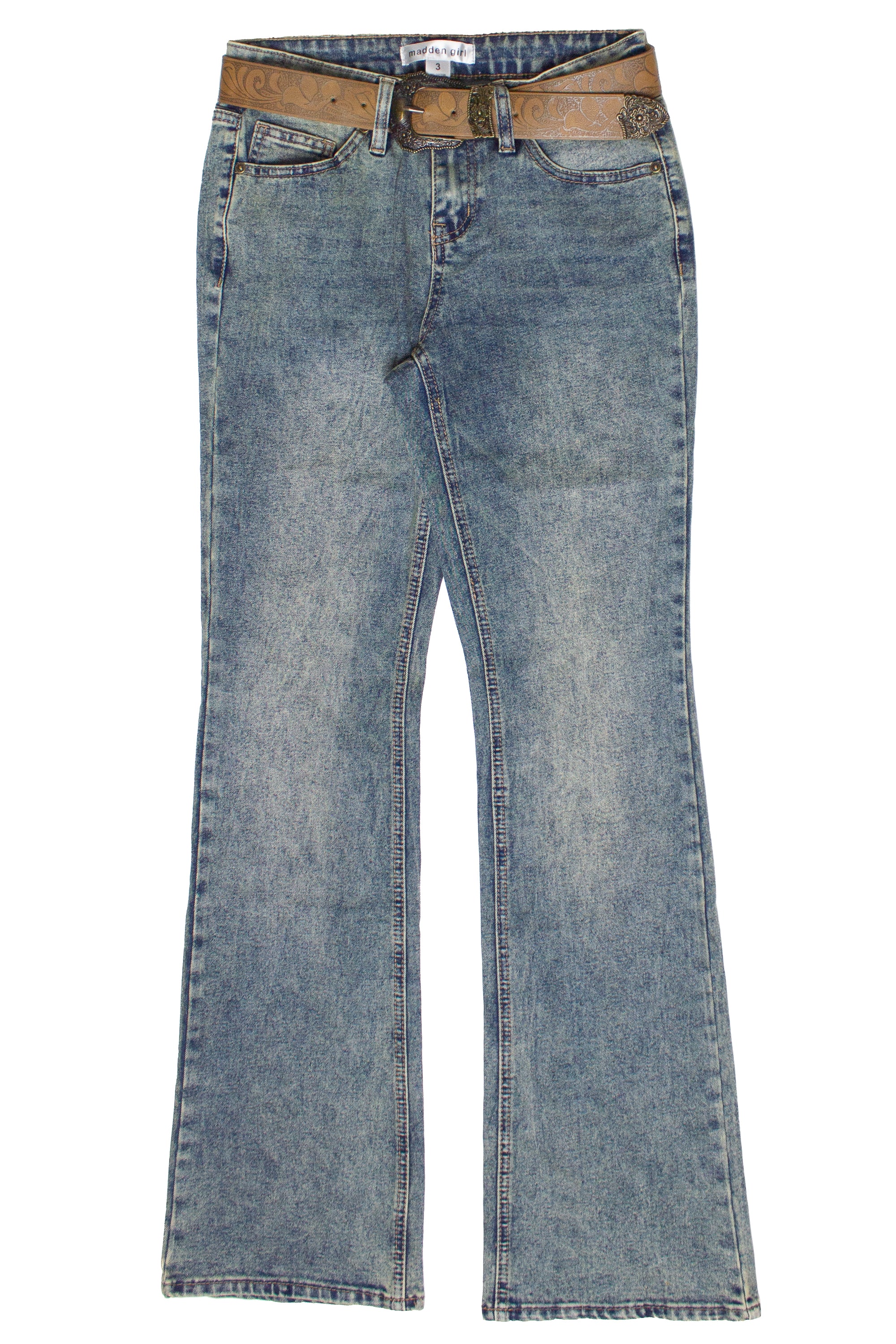 Western Belt Bootleg Jeans
