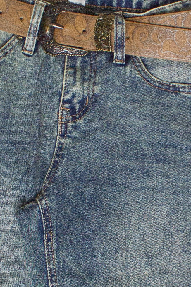 Western Belt Bootleg Jeans