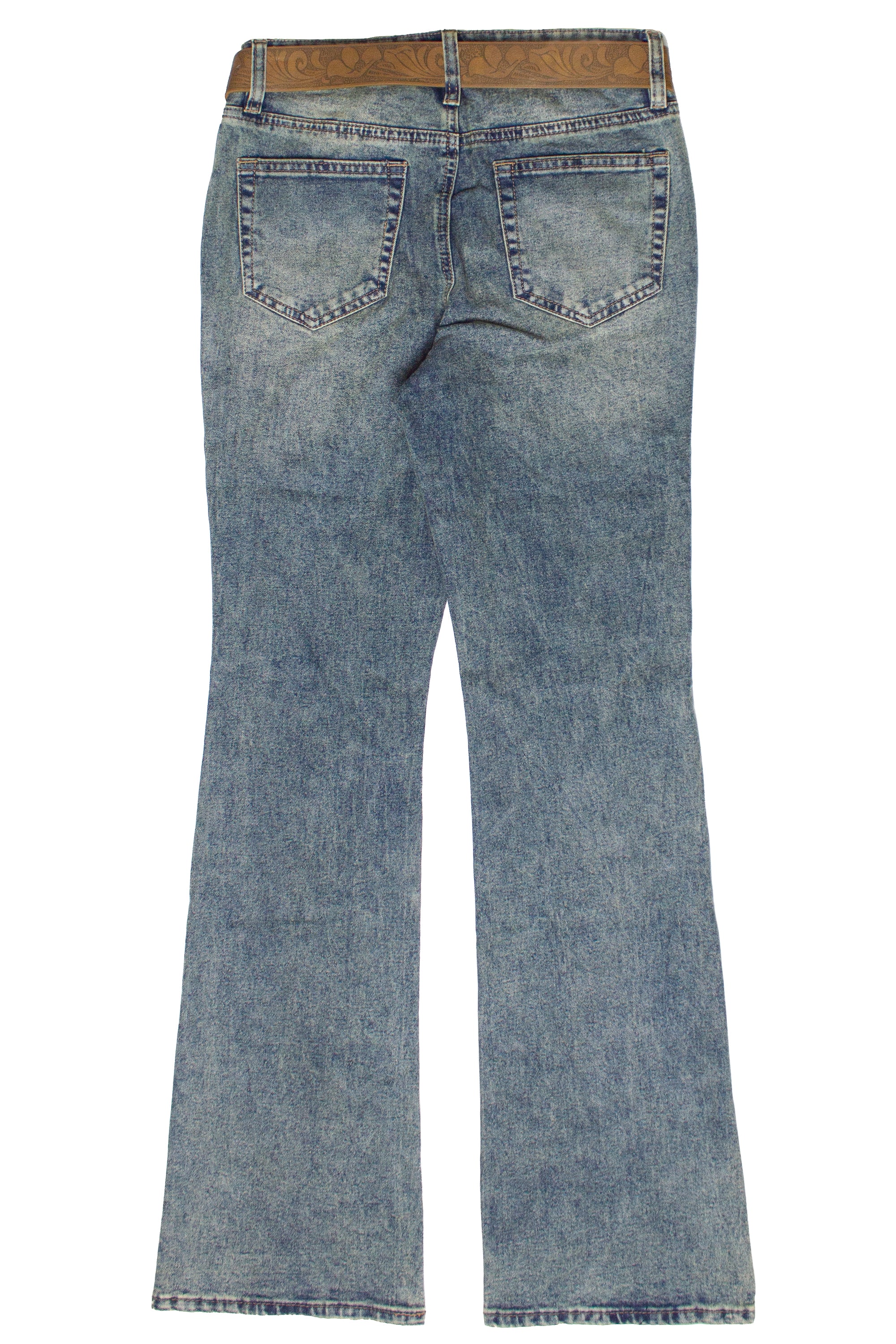 Western Belt Bootleg Jeans