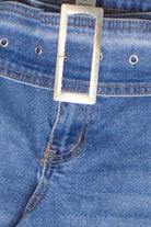 Belted Wide Leg Jeans - Medium Wash