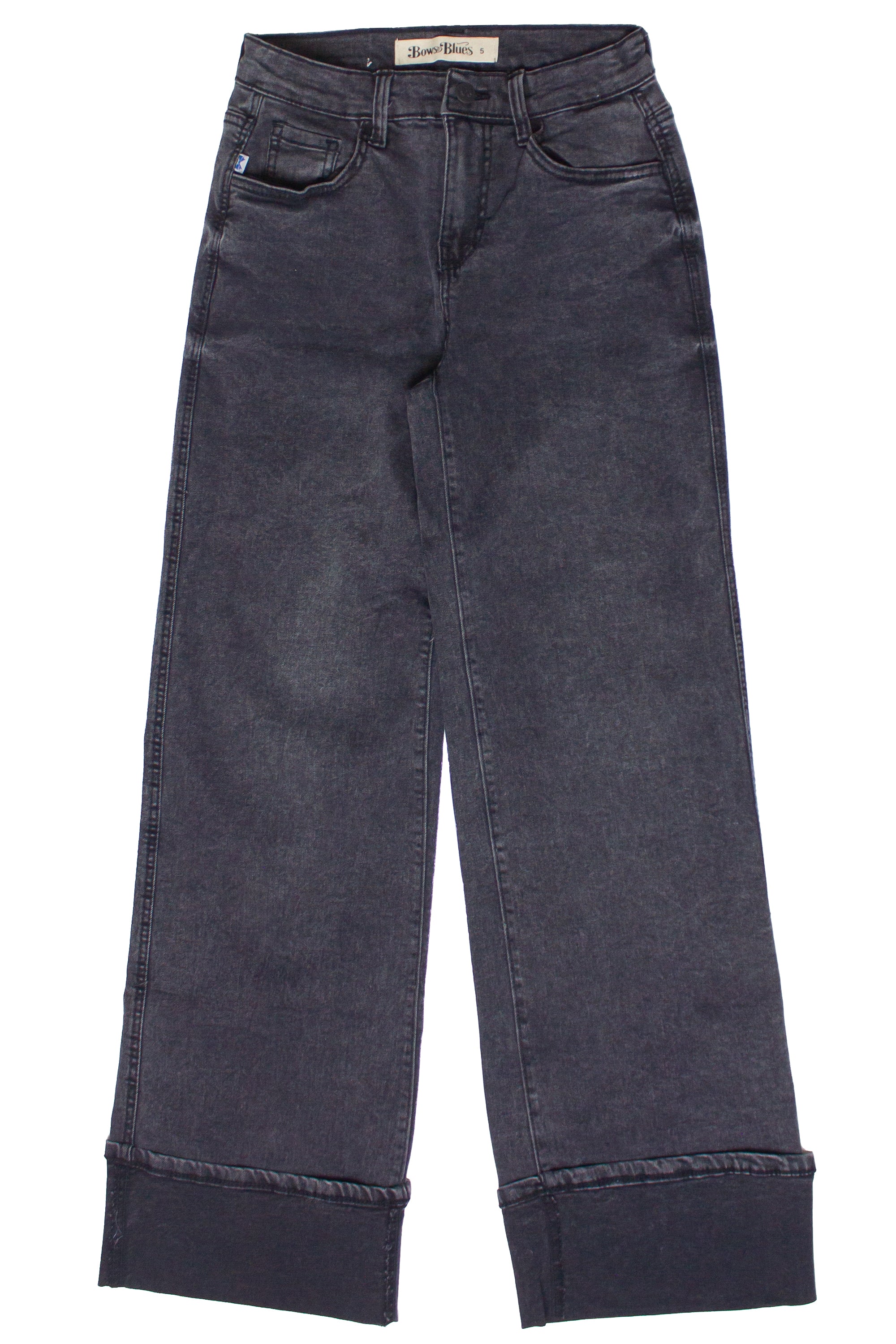 Wide Leg Cuffed Jeans