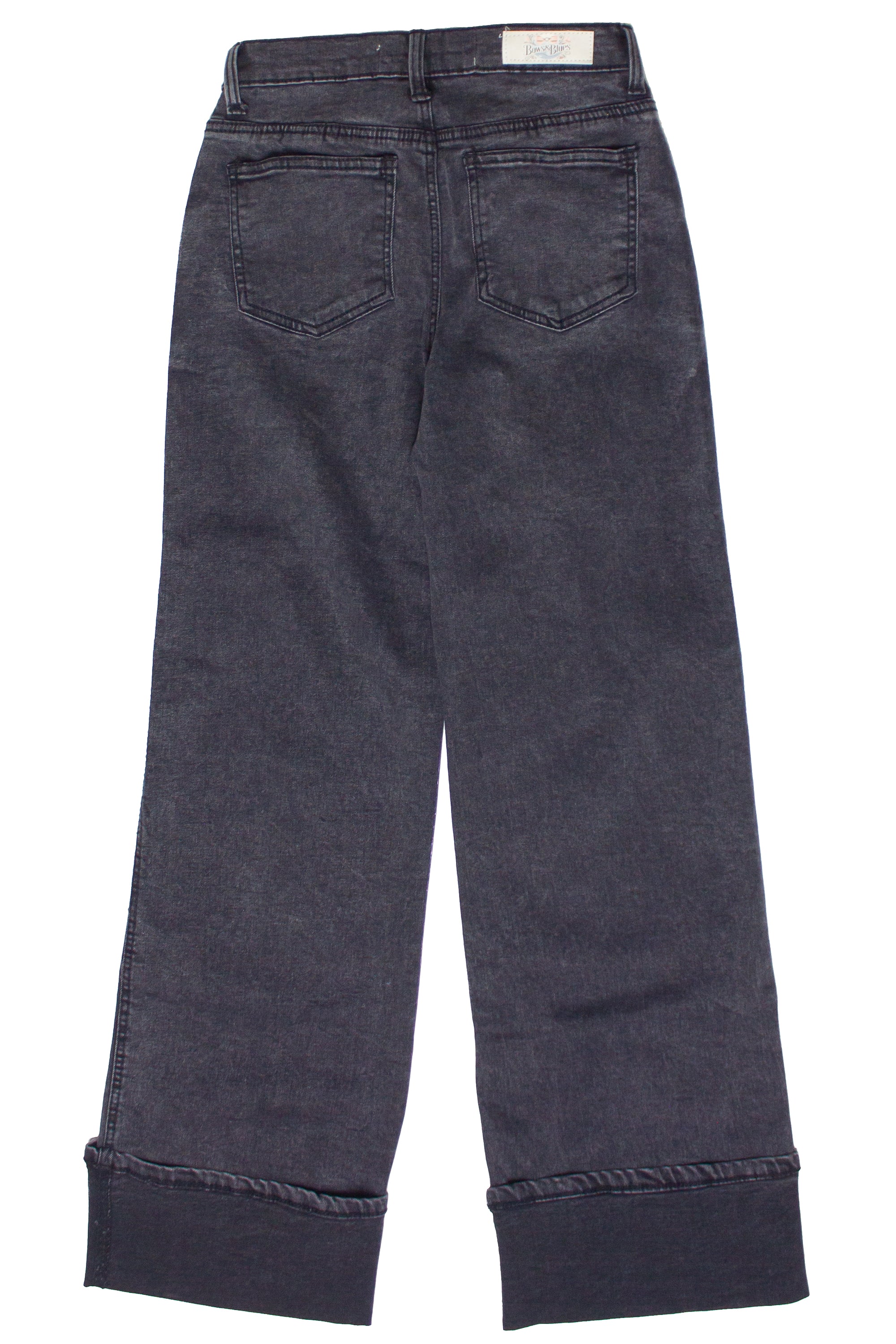 Wide Leg Cuffed Jeans