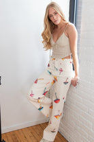 Large Mushroom Print Wide Leg Jeans