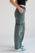 Grunge Wash Cargo Skater Jeans