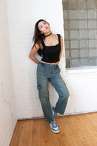 Grunge Wash Cargo Skater Jeans
