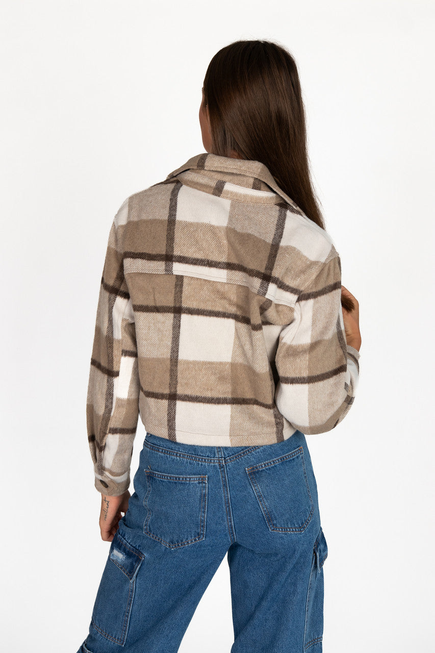 Taupe Skimmer Brushed Plaid Jacket
