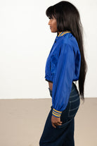 Surf The Web Blue Silk Varsity Jacket