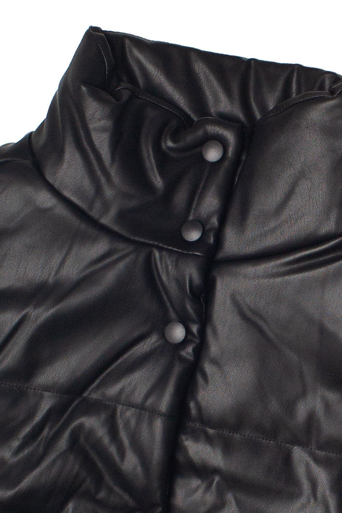 Black Snap Front Puffer Vest