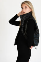 Black Snap Front Puffer Vest