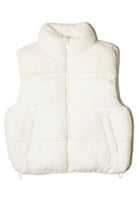 White Sherpa Yoke Puffer Vest