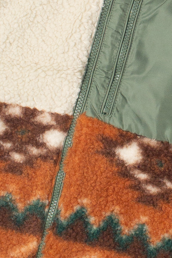 Printed Sherpa Zip Up Vest