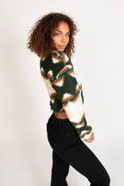 Geometric Print Sherpa Jacket