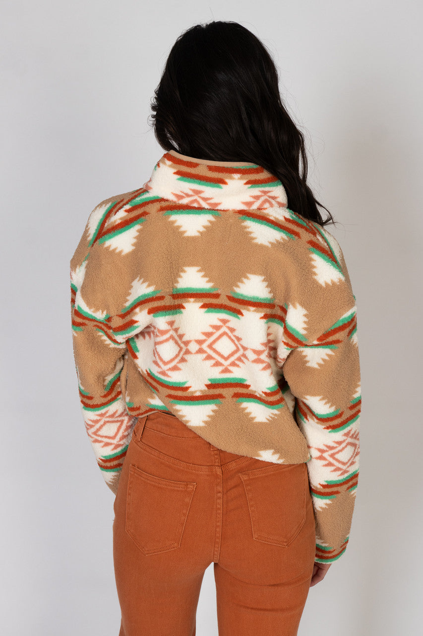 Khaki Printed Sherpa