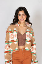 Khaki Printed Sherpa