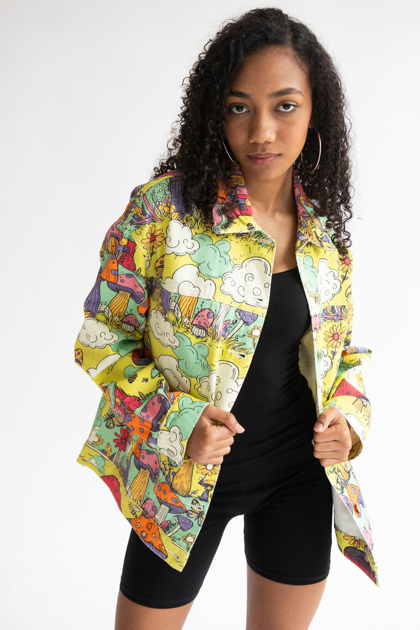 Mushroom Village Printed Denim Jacket