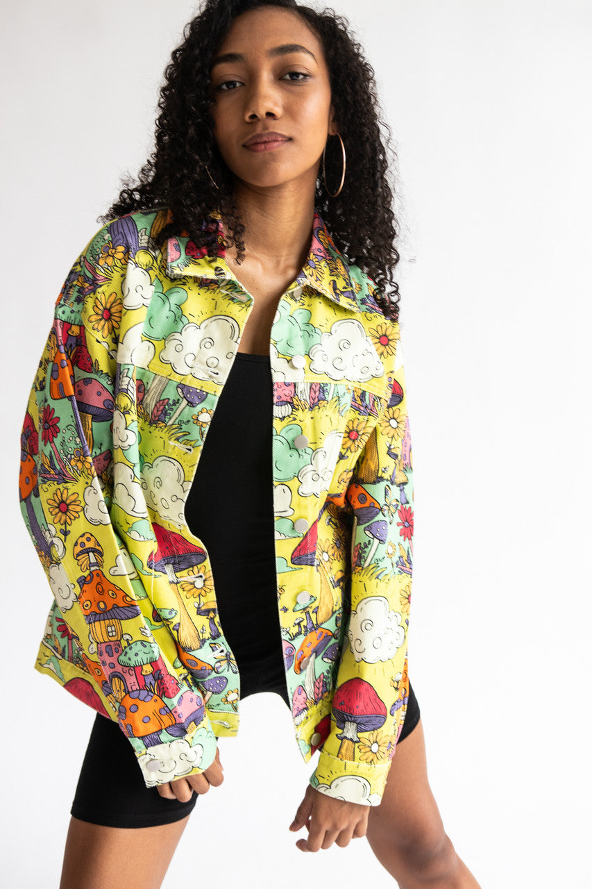 Mushroom Village Printed Denim Jacket
