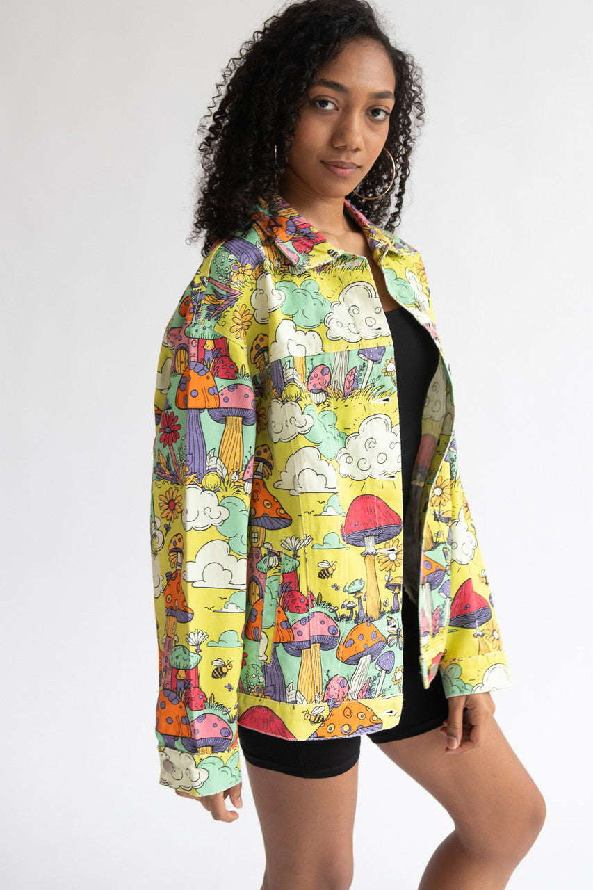 Mushroom Village Printed Denim Jacket