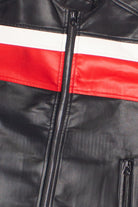 Racing Stripe Pleather Moto Jacket