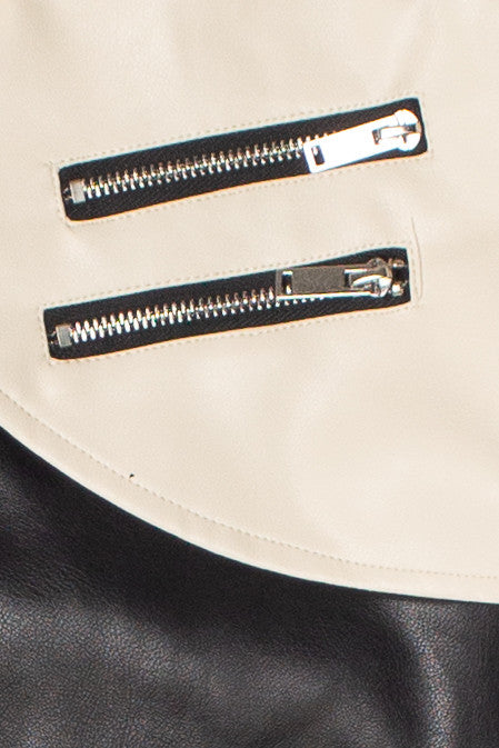 Pleather Colorblock Moto Jacket