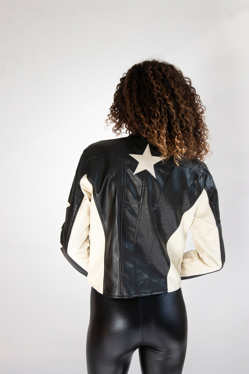 Star Patch Moto Jacket