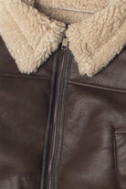Faux Fur Lined Pleather Bomber Jacket