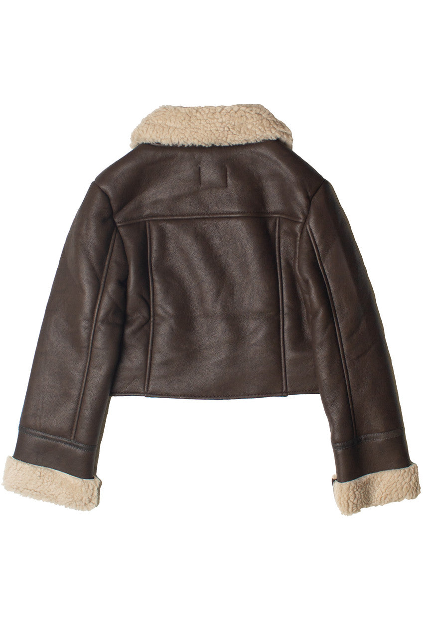 Faux Fur Lined Pleather Bomber Jacket