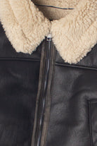 Faux Fur Lined Pleather Bomber Jacket