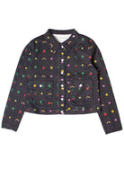 Nostalgic Sticker Print Denim Jacket