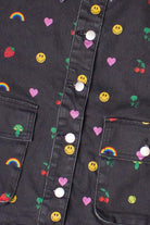 Nostalgic Sticker Print Denim Jacket