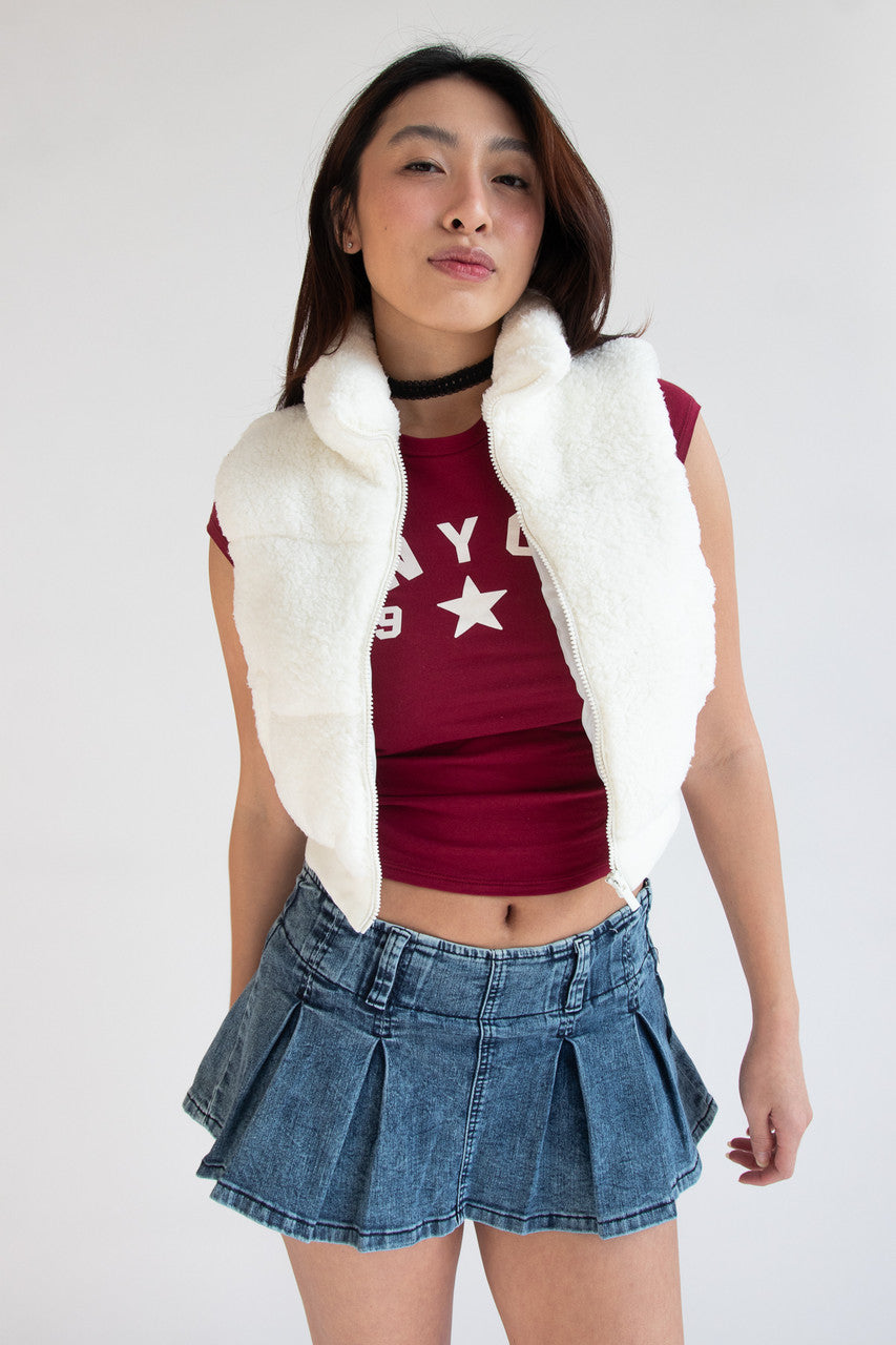 Faux Sherpa Puffer Vest