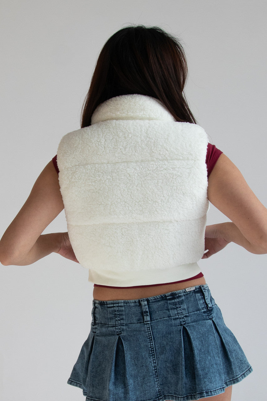 Faux Sherpa Puffer Vest