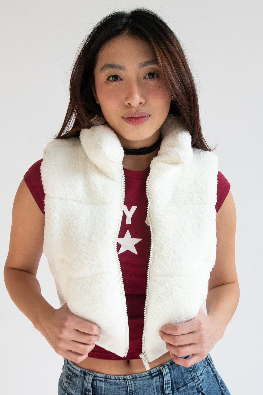 Faux Sherpa Puffer Vest