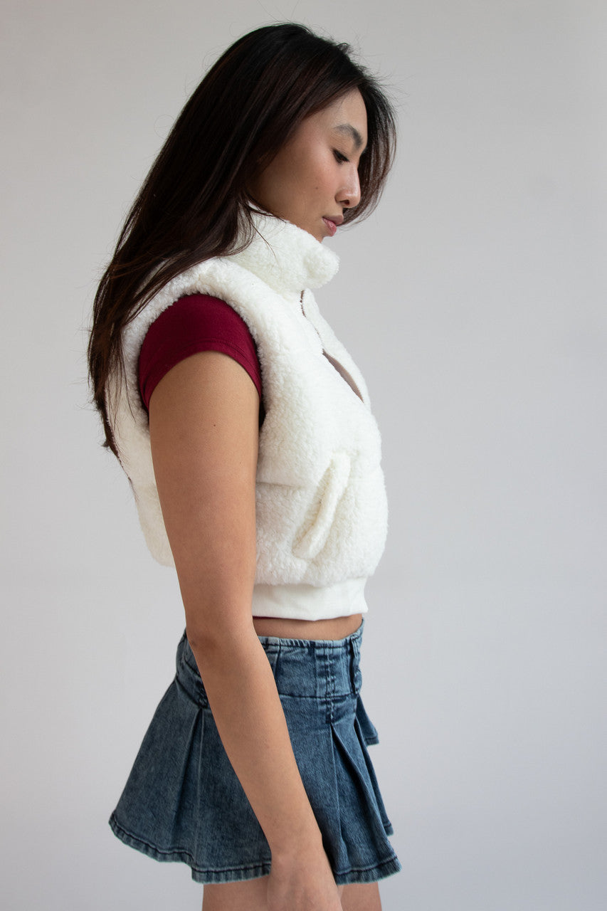 Faux Sherpa Puffer Vest