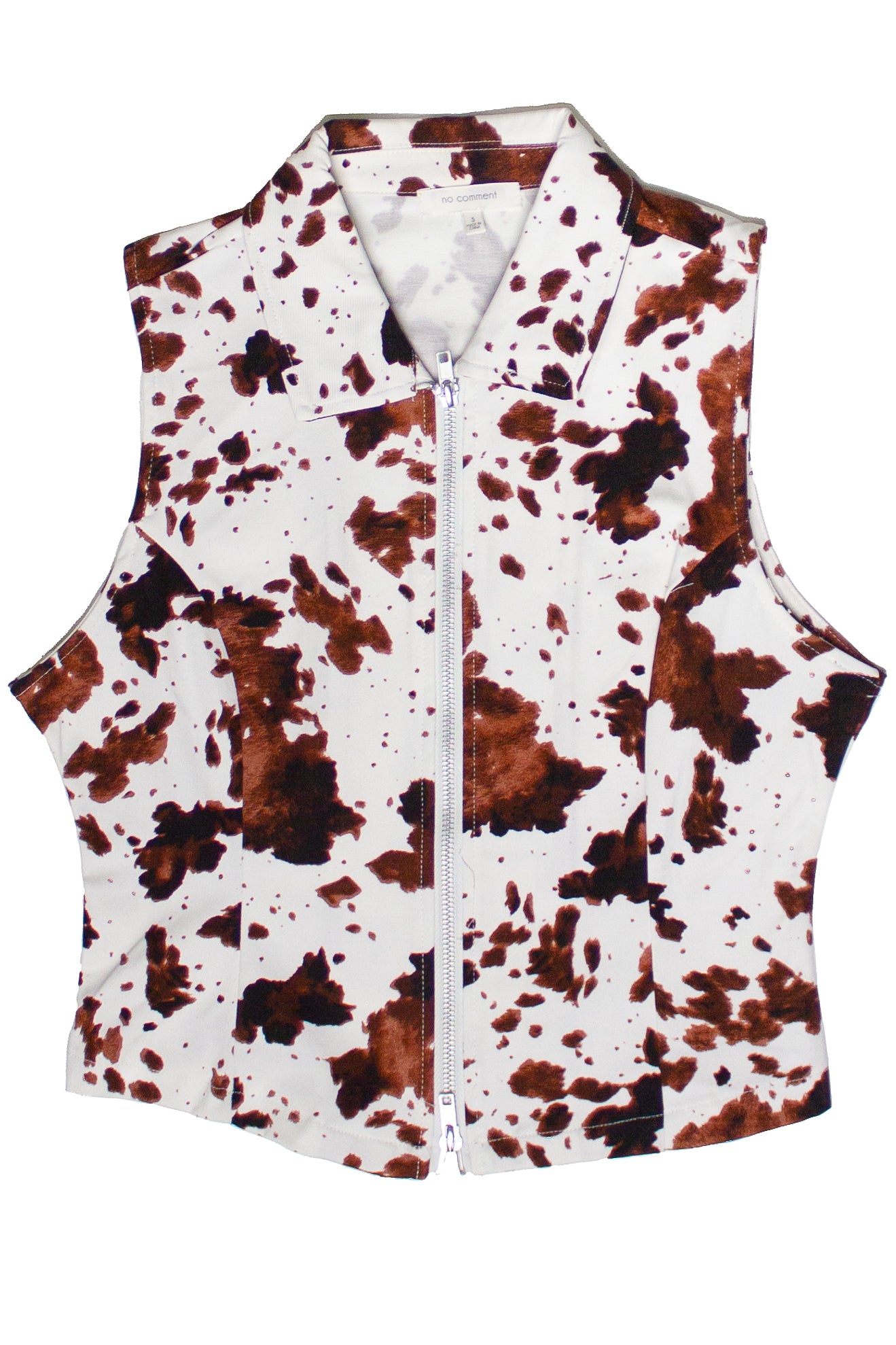 Double Zipper Cow Print Vest