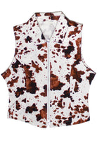 Double Zipper Cow Print Vest