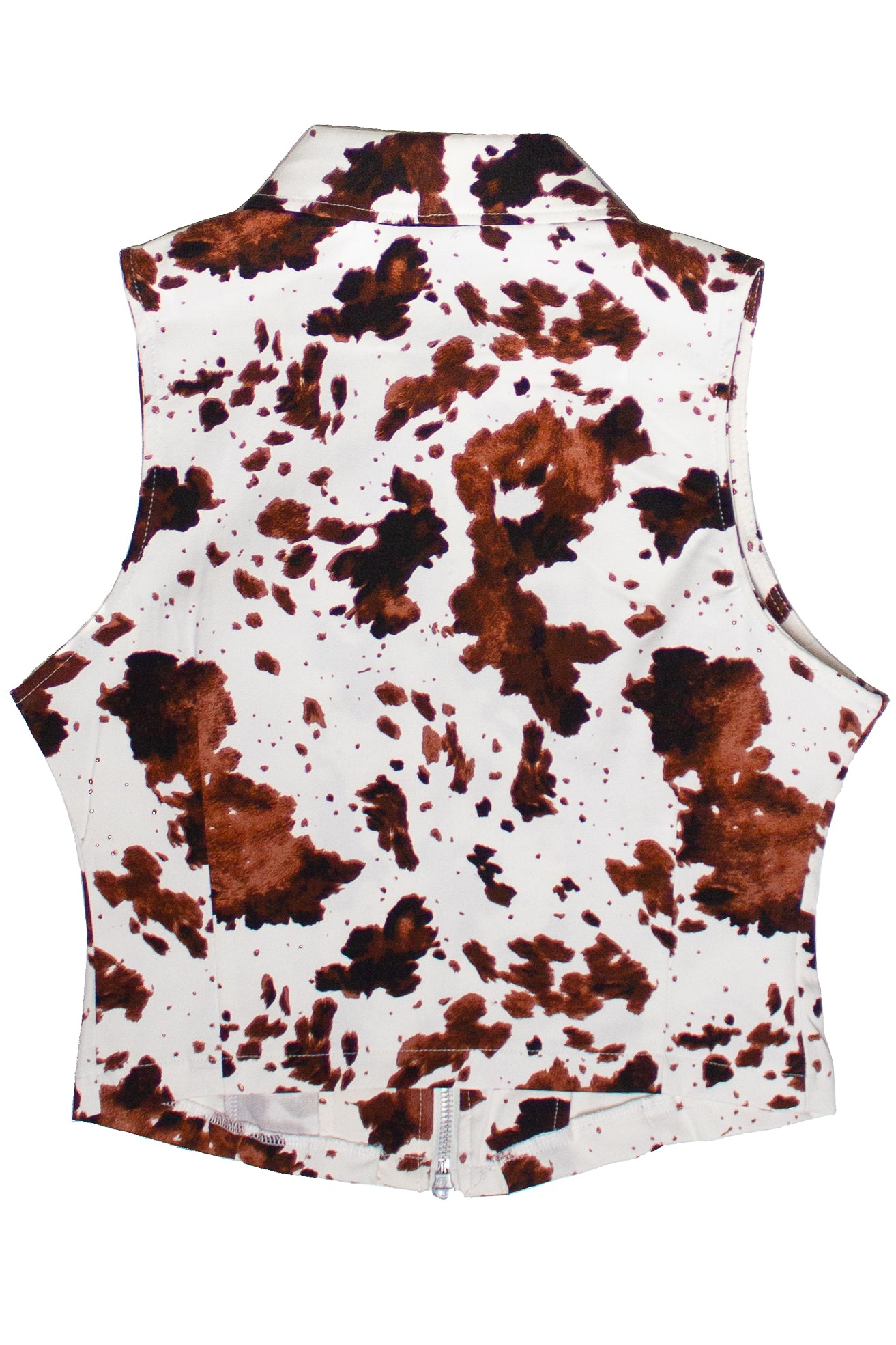 Double Zipper Cow Print Vest