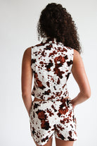 Double Zipper Cow Print Vest