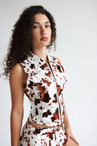 Double Zipper Cow Print Vest