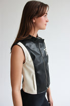 Black and White Star Moto Vest